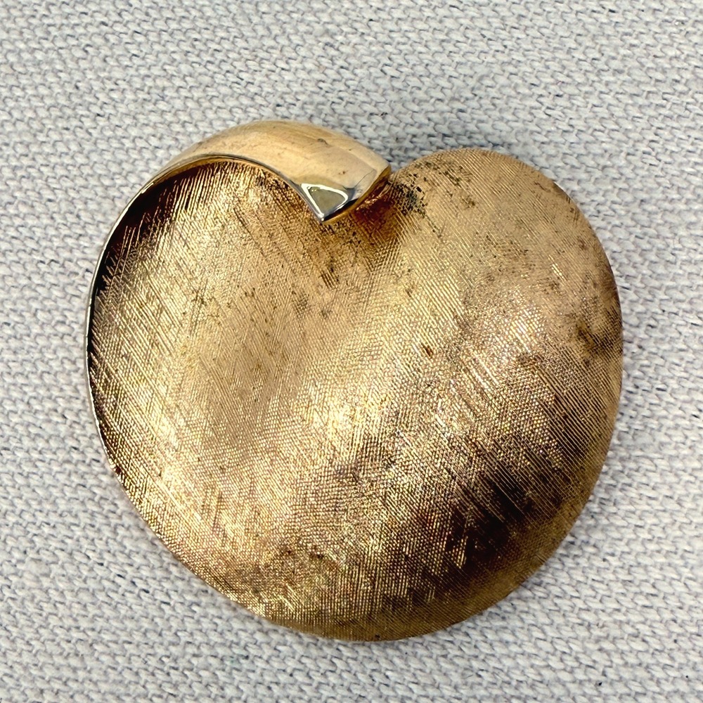 Vintage Crown Trifari Modernist Leaf Brooch Gold Tone Textured Pin Mid Century‎